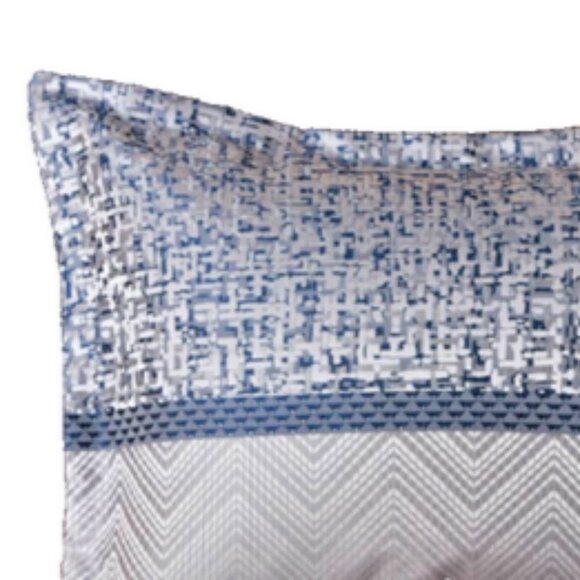 Queen 7 pc Harmony Jacquard Comforter Madison Park Set Navy & Silver - Picture 4 of 13